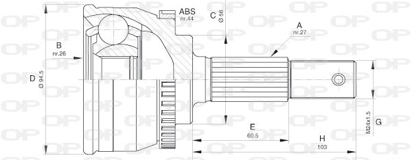 OPEN PARTS Шарнирный комплект, приводной вал CVJ5614.10
